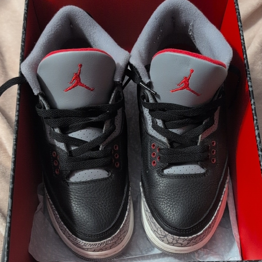 Jordan Kids Black and Gray Sneakers with Red Accents